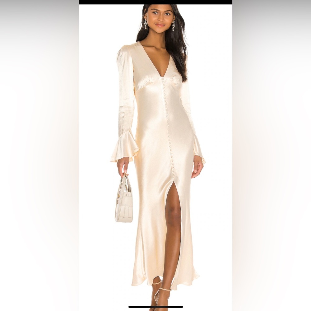 Shona Joy Frill Cuff Bias Midi Dress (REVOLVE)